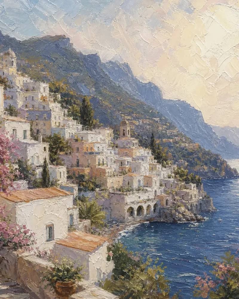 Zaproszenie ślubne — Śródziemnomorski Amalfi · malarski
